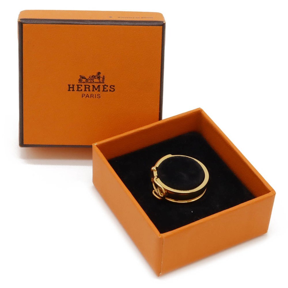 HERMES Boucle Cellier Scarf Ring Clasp Belt Motif GP Gold Color - Picture 6 of 6